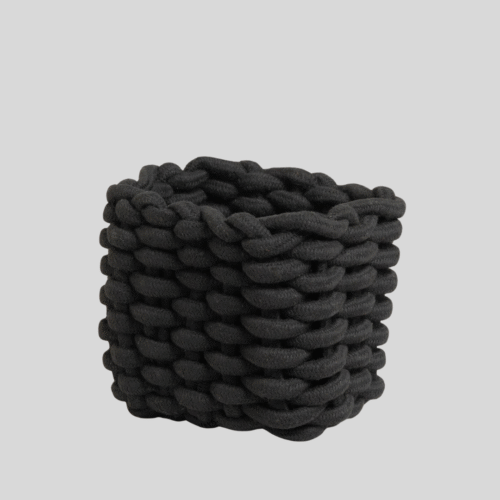 Cesto de algodon Tessuto negro 17x17x12 cm