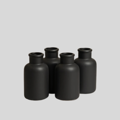 Jarrón cuello alto negro set x 4 7x14 cm