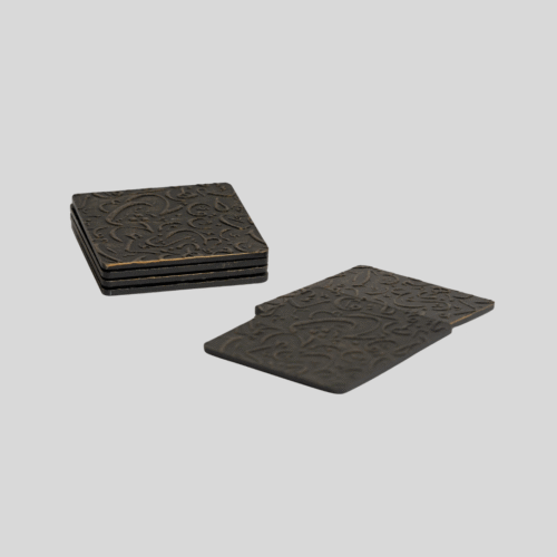 Posavasos cuadrados de madera negro set x 6 10x10 cm